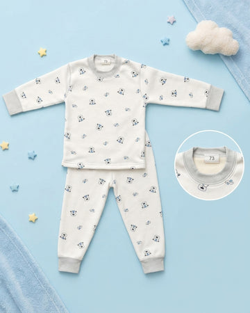 Winter Night Suit - Aeroplane & Bear Grey - D6