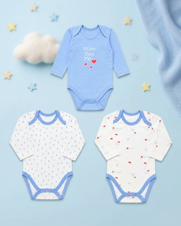 Pack of 3 Full Sleeve Bodysuits - Mom Dad Me - 008
