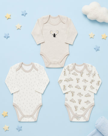 Pack of 3 Full Sleeve Bodysuits - koala - 006