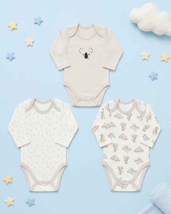 Pack of 3 Full Sleeve Bodysuits - koala - 006