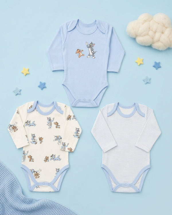 Pack of 3 Full Sleeve Bodysuits - Tom & Jerry - 003