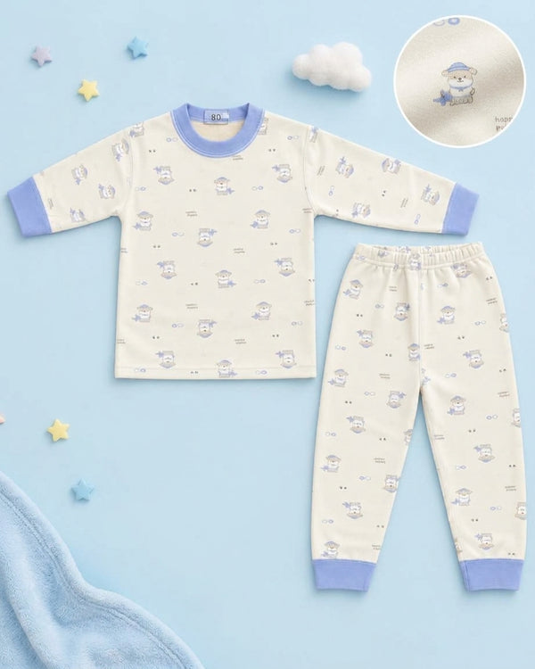 Winter Night Suit - Happy Puppy Blue - D2