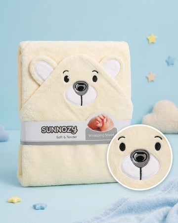 Teddy Bear Hooded Baby Wrapping Sheet - Skin
