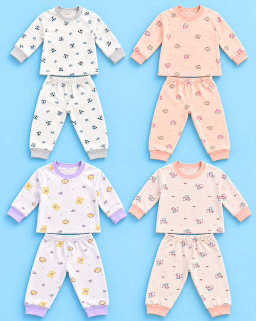 Baby Winter Night Suit – 4 Cute Printed Designs | Lune Kidz