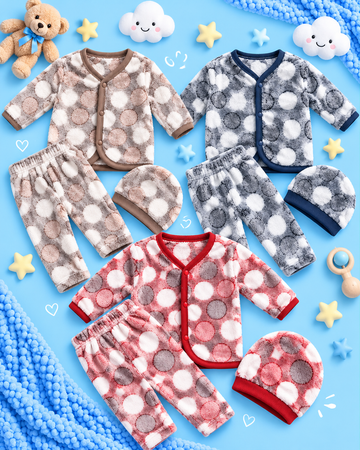 Baby 3-Piece Plush Winter Outfit Set – 0–3 Months