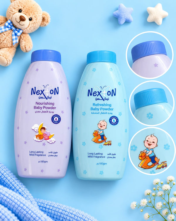 Original NEXTON Baby Powder 100g – Nourishing Purple & Refreshing Blue