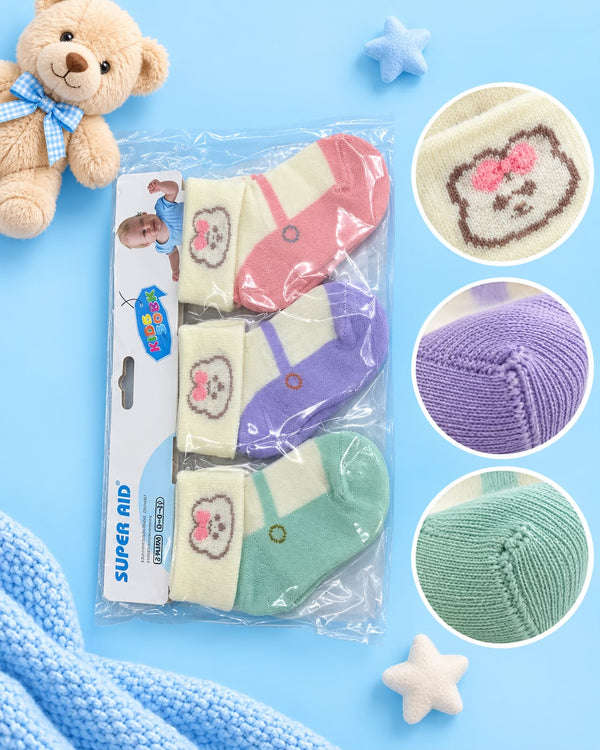 Pack of 3 Pastel Knitted Socks - Baby Girl Kitty Socks | Lune Kidz