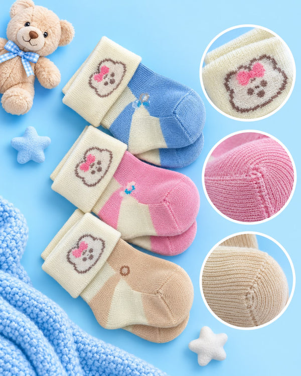 Pack of 3 Knitted Socks - Baby Kitty Socks for Girls  | Lune Kidz